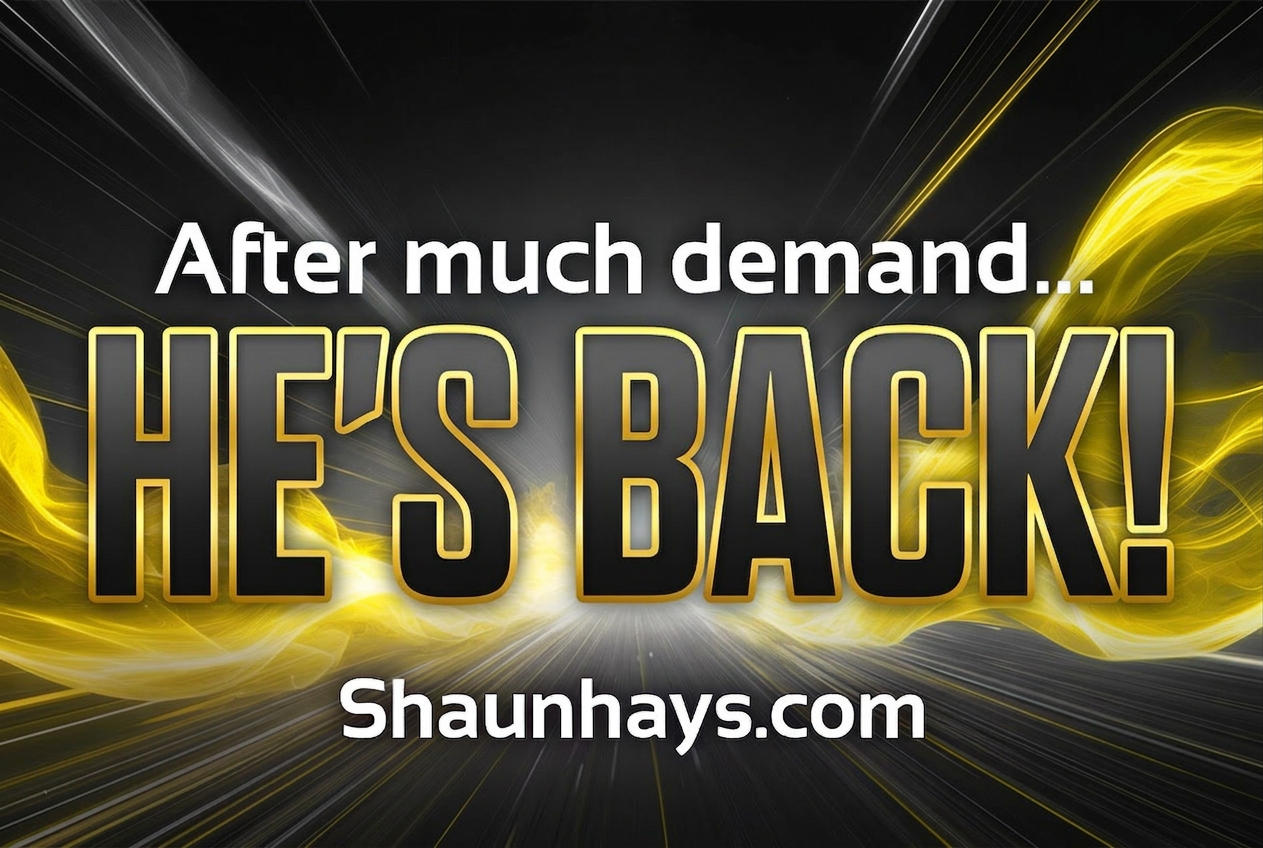 Shaun Hays, Motivational Speaker, is BACK! Announcing the return of Shaun Hays, Motivational Speaker, Author and Award winning Artist. After 10 years of successful endeavors in business and non-profit organizations, Shaun Hays is back and filling up the Schools and Conference calendar quickly. Act now so you don't miss out. All the greatness of his life changing presentations, but with seasoned experiences never before heard!